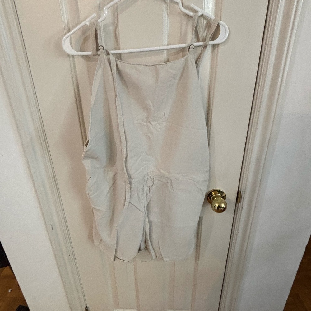 100 % wild silk jumpsuit romper tan